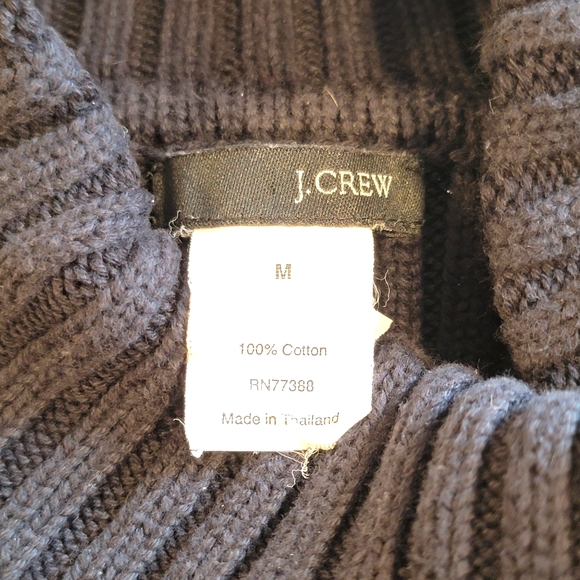 J. Crew 100% Cotton 3/4 Length Sleeve Flirty Spring Turtle Neck Coal Sweater M - Picture 9 of 12